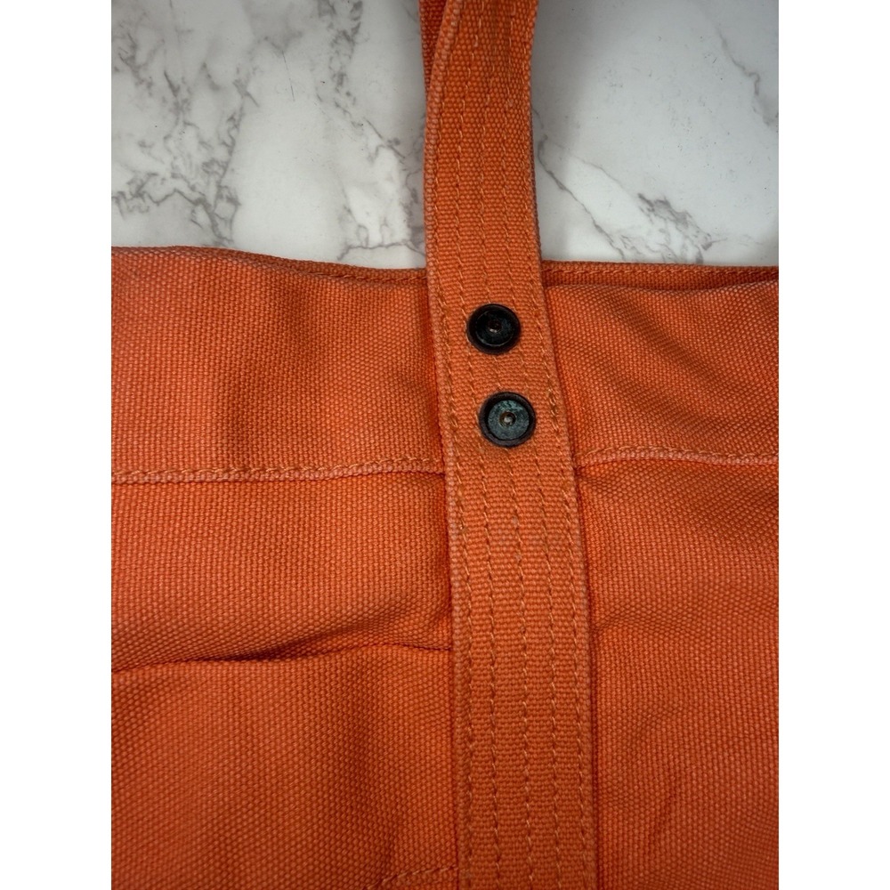 Vintage Polo Ralph Lauren Big Pony #3 Orange Canvas Tote Bag Leather Zip Rare - Picture 7 of 13